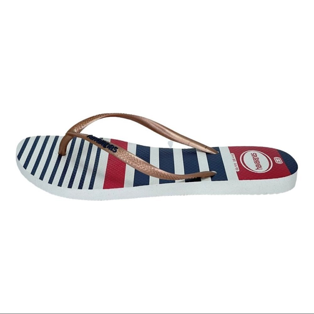 Havaianas Slim Nautica White Rose Gold Womens Thong Sandals - Picture 2 of 9